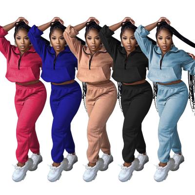 China Sustainable 2022 Outfits Fall Long Sleeve Crop Top Sweatpants Sets Sweatsuit Women Velvet Two Piece Velvet Set Tracksuit Velvet For Women for sale