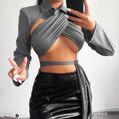 China Designer Clothes Famous Brands QUICK DRY jumpsuits for women tops long sleeves sexy belt ladies club wear 2022 women's clothing for sale