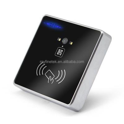 China Tempered Glass and Zinc Alloy New Arrival QR Code Wiegand 26/34 Recessed Mounted IC Card Reader Door QR Code Access Control Reader for sale