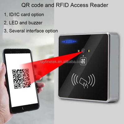 China Tempered glass and zinc alloy QR code access control reader with supported DES-fire access card and MI price card for sale