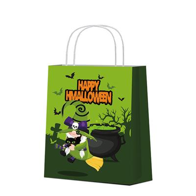 China Recyclable Halloween Candy Tote Bag Birthday Party Shopping Candy Gift Packaging Paper Bag Cartoon Witch Pattern Paper Bag M012 for sale