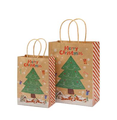 China Custom Recyclable Christmas Gift Shopping Pouch Wrapping Paper Bag E106 Bags Bolsa De Regalo Navidad Tote Carrier Bag Biodegradable Packaging for sale