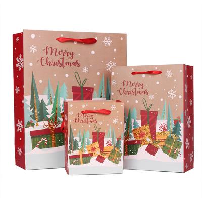 China New Cartoon Christmas Gift Packaging Bag Merry Christmas Color Cowhide Recyclable Gift Bag White Cardboard Gift Bag Factory Direct SalesB57 for sale