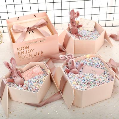 China Wholesale Recyclable Valentine's Day Lipstick Lotion Gift Box Pink Birthday Wedding Partner Hand Gift Box Bow Gift Box Supplier P019 for sale