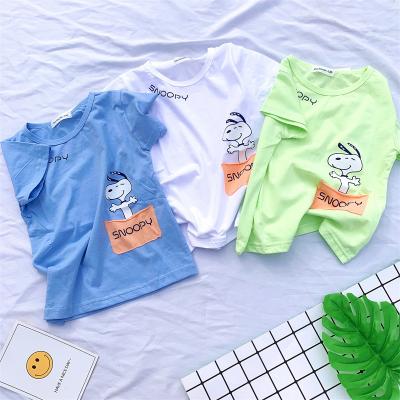 China Custom fashion Clothing Kids Tshirt Baby Boy casual Wear Clothes snoopy Children Summer cotton Wholesale for sale