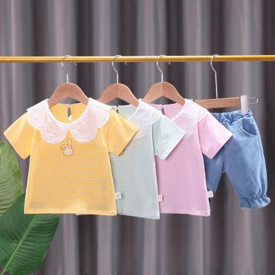 China 0-5 years old kids clothing sets 2-piece set Girl baby Cute and cute Short sleeve suit kids clothing sets for sale