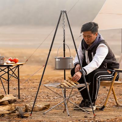 China Extendable Outdoor Height Aluminum Alloy Aluminum Alloy Pot Fire Stand Folding Hanging Camping Tripod for sale