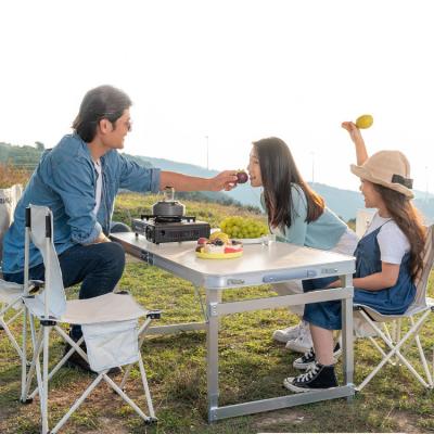 China Modern Folding Aluminum Picnic Table Chairs Set Outdoor Portable Adjustable Light Weight And Height Table Set for sale