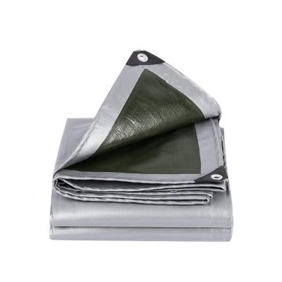 China Double Faced Reflective Poly Tarpaulin Water Resistant Silver Tarpaulin For Roof And Camping 3.5*6m for sale