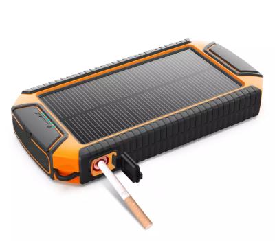 China Portable Outdoor Emergency Solar Power Bank with Compass and Cigar Lighter and LED Flashlight 20000 mAh Fast Charging Power Bank for sale