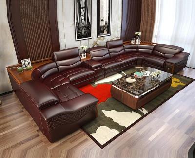 China En's Fun Modern Simple U-Shaped Living Room Leather Sofa Combination for sale