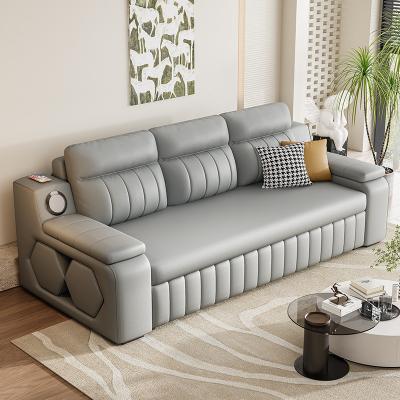 China Jieshun Multifunctional Retractable Living Room Leather Sleeper Sofa Bed for sale