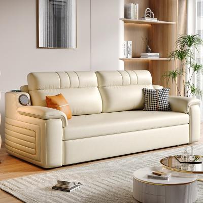 China Jieshun Light Luxury Telescopic Double-Seat Sofa Bed With Storage And Audio for sale