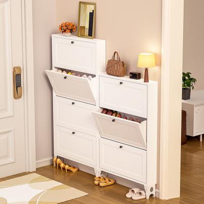 China Flip-Type wall mounted Space-Saving Steel Ultra-Thin Shoe Storage Cabinet For Home Entrance, Exterior Door, Aisle for sale