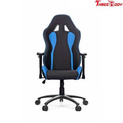 China Swivel Black And Blue Leather Gaming Chair With Lumbar Support System for sale