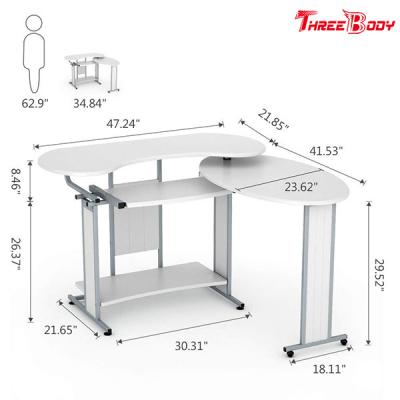 China Mesa de escritório domiciliário moderna em forma de L, mesa pequena simples do computador de secretária à venda