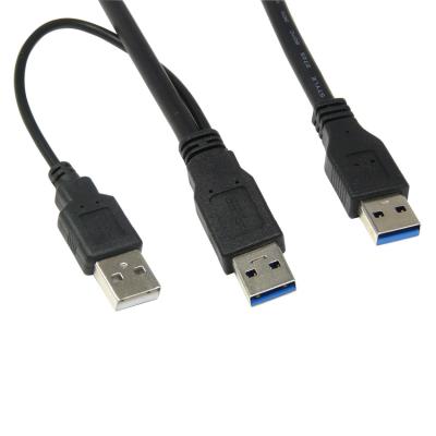 China 2x USB 3.0 two A Male to A Male Power Supply Y-Cable am to am for HDD Enclosure 2Ft Black, for sale