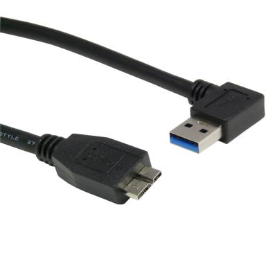 China 30CM 1FT USB 3.0 Cable Type A-Male 90 degree To Micro B straight Super-Speed 5Gbps Cord Bl for sale