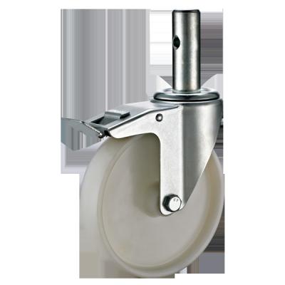 China Rigid European Industrial Swivel Stem Solid Caster With PP Wheel With Full Brake for sale