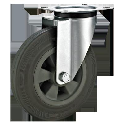 China Rigid European Industrial Swivel Top Plate Caster with Gray Rubber Castor Wheel for sale