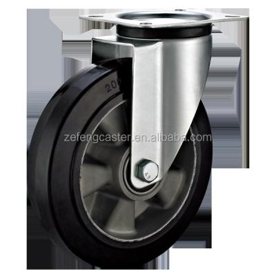 China swivel & Rigid European Industrial Swivel Top Plate Caster With Aluminum Core Rubber Wheel for sale