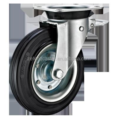 China PIVOT EN840 Waste Bin Double Brake Rubber Caster Wheel for sale