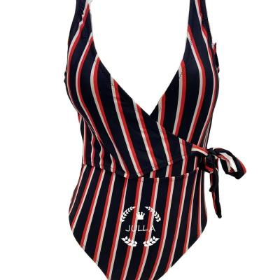 China Pregnant Women Swimwear PrintedBikini Fashion Thin Swimsuit Breathable Striped One-Piece Backless Belly Cover Up for sale