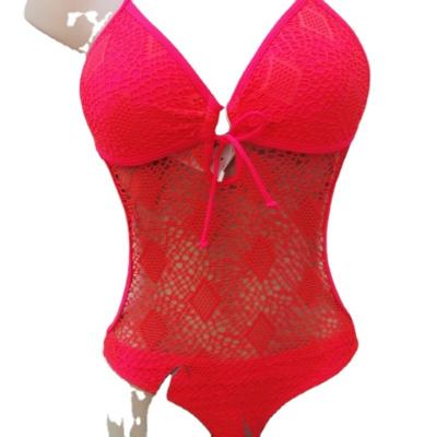 China Breathable One-Piece Women's Thin One-Piece Lace Cover Sexy Belly Foreign Trade Swimsuit Lace Swimming Suit for sale