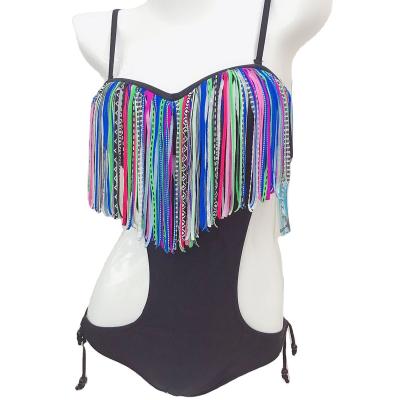 China 2021 breathable new slim sexy fringed mustache swimsuit fringed one-piece bikini for sale