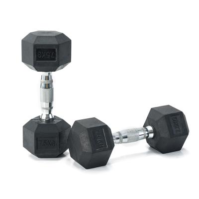 China JACO Gym Bodybuilding Equipment Dumbbell Universal Black Metal Hexagonal Grip Rubber Dumbbell Cast Iron Dumbbell Pairs for sale