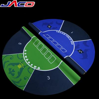 China Used Of Playing Cards JACO Texas Rubber Poker Table Mat, Rectangular Hot Selling Table Mat, Round Poker Mat for sale