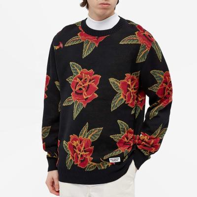 China OEM Custom Men's Plus Size Sweater Sweatshirts O-Neck Wadding Flower Jogging Anti-Wrinkle Print Knitted Sweater For Unisex for sale