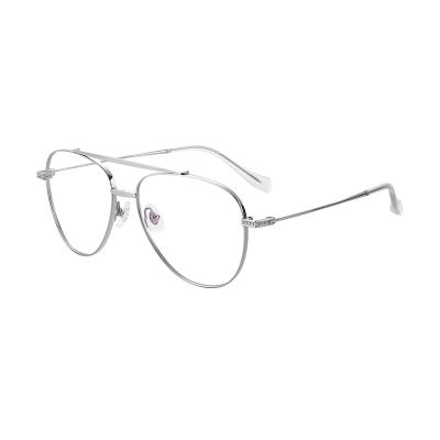 China 2022 Retro Double Bridge Anti Glass Titanium Frame Men Women Fashionable Vintage Blue Light Computer Glass for sale