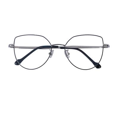 China Retro Cat Eye Optical Glasses Frames 2021 Metal Glass Women Stock Design for sale