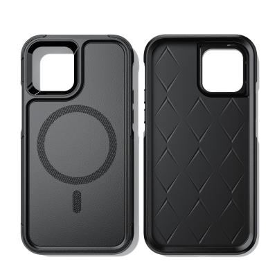 China Rugged magnetic wireless tpu 360 shockproof PC charging case with magnet for iphone 12 pro phone back cover case for sale