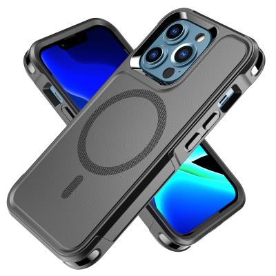 China Shockproof 2 in 1 tpu PC anti-drop multiple protect magnetic 360 magnets phone case shockproof back cover case for iphone 13 for sale