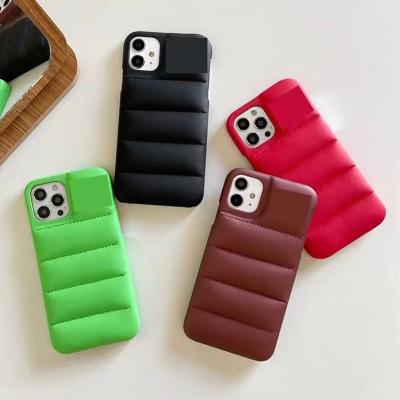 China 3D design shockproof cute brand soft cotton down jacket silicone cell phone cases back cover for iphone 13 12 pro max for sale