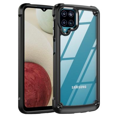 China Premium carbon fiberglass tpu card slot metal frame steel cell phone case shockproof shockproof for samsung a12 for sale