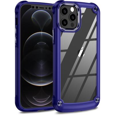 China Shockproof 2 in 1 Acrylic TPU Metal Lens Frame Phone Case Luxury Fashionable Brand Phone Case For iPhone 12 Pro Max for sale