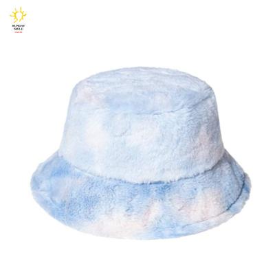 China Cute JOINT COMMON Plush Winter Bucket Hats For Women Men Vintage Wool Faux Fur Warm Thrower Hat for sale