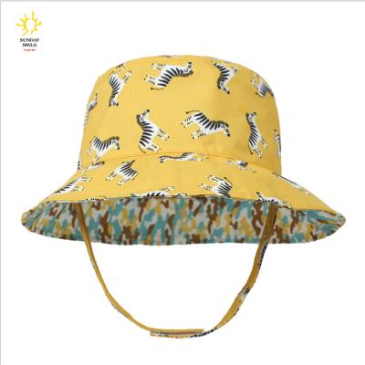 China Kids Hats With String Kids Hats With String Adjustable UV Protection Beach Bucket Kids Covers Wide Brim Summer Play Hats For Toddler Boys And Girls for sale