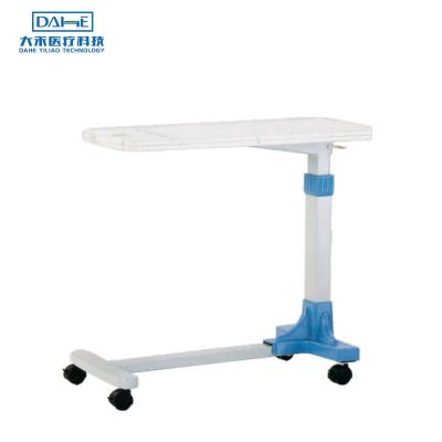 China Overbed Assembly Hospital Furntrue Adjustable Height Easy Adjustable Bedside Table Quick And Easy Table With Locking Swivel Wheels for sale