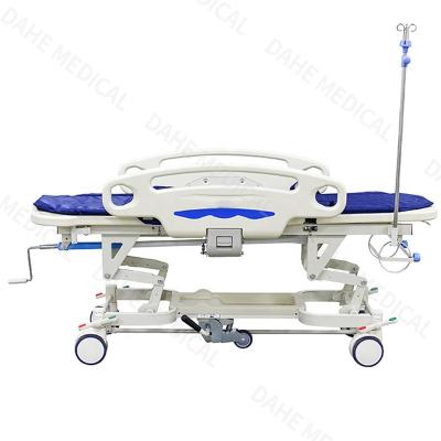 China High Quality Commercial Professional Plastic Hydraulic Transport Hospital Furniture Trolley Stretcher Patient Hospital Supplies for sale