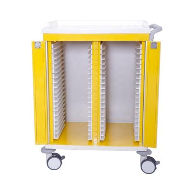 China Silent Caster Manufacturer Supplier Stainless Steel Hospital Patient Record Disc Trolley for sale