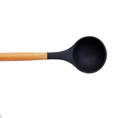 China Viable Solid Wood Handle of Silicone Soup Spoon for sale