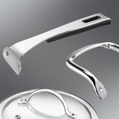 China Durable Stainless Steel Chrome Pan Pot Ear Handle Or With Silicone for sale