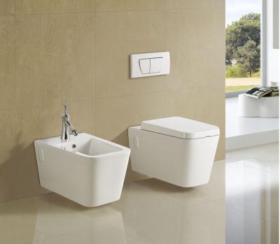 China Hot Selling Double-flow Modern Design Sanitary Ware Square Ceramic Wall Hung Toilet Wall-Hung WC Bathroom Toilet Bowl for sale