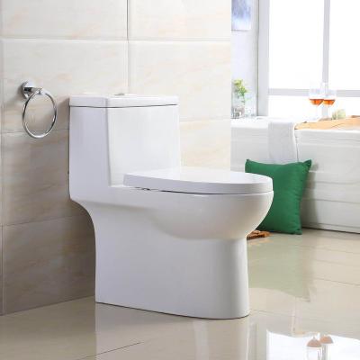 China Cheap Price Double-Flow Bathroom Ware One Piece Sanitary Strap Siphonic Toilet Hot Sale Wc Ceramic White Toilet for sale