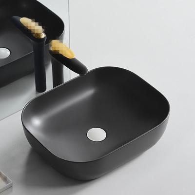 China Modern Modern Design Matt Gray Colored Bathroom Vanity Sink Sanitary Ware Art Ceramic Basin Above Countertop Wash Basin for sale