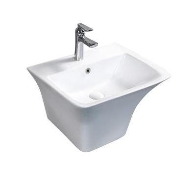 China Modern Stylish Square Design Sanitary Ware Ceramic Wall-hung Basin / Wall Mounted Basin Bathroom Sink for sale